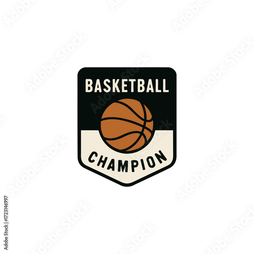 Vintage basketball champion emblem design.