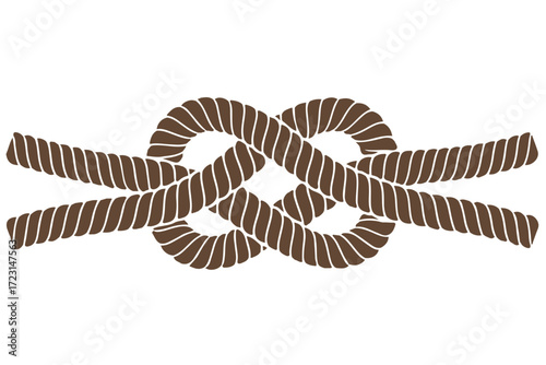 A realistic illustration of a thick brown rope tied in a knot isolated on Transparent Background