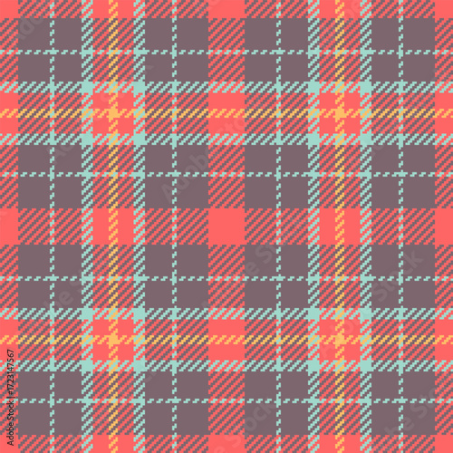 Living room background tartan texture, service plaid seamless fabric. Grand pattern vector textile check in pastel and red colors.