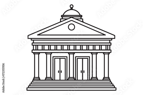 Classical building with columns and a dome, isolated on Transparent Background