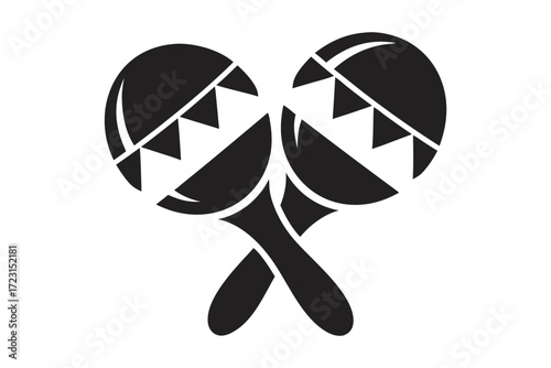 Black and white maracas icon musical instrument silhouette vector. Clipart image.
