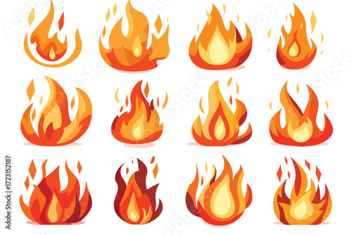 fire set ignite decoration isolated