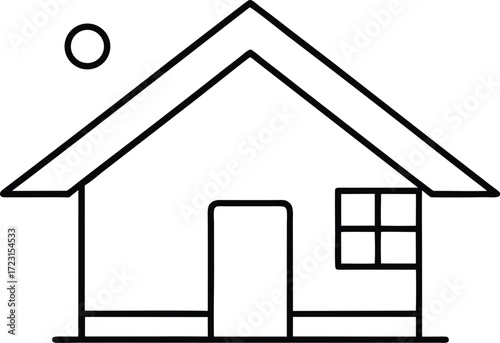 solar powered smart home line art