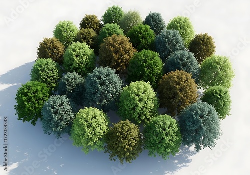 Dense Cluster of Small Trees in a Circular Pattern.