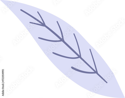 A stylized purple leaf with a central vein and branching veins