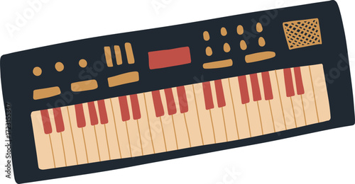 A stylized illustration of a portable keyboard