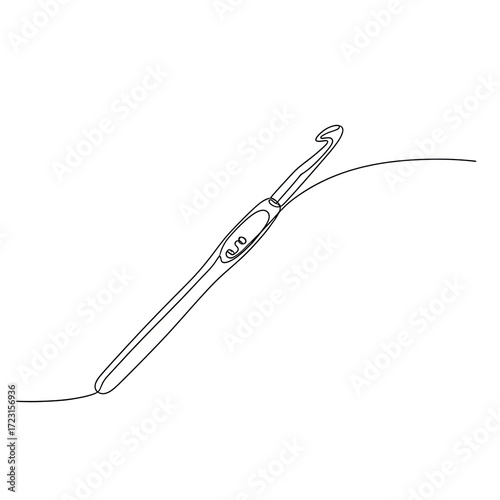 Crochet hook in simple line art design  