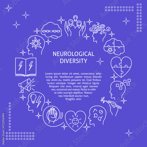 Neurological diversity round banner template