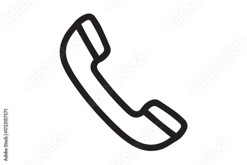 Simple black and white outline drawing of a telephone handset, isolated on Transparent Background