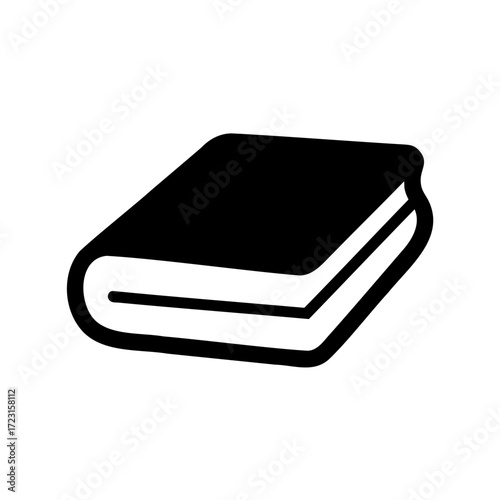 Graphic illustration of a closed book featuring a solid black cover