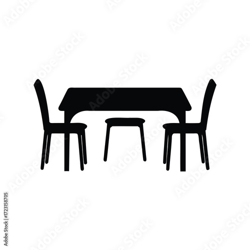 Dining Table and Chairs Silhouette Illustration of a Modern Dining Set