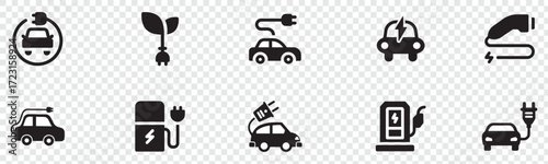 Car charging point icon. Electric plug symbol. Electricity sign. Electric car icon. Vector Illustration. EPS 10