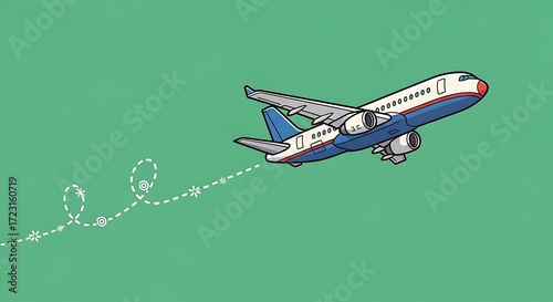 Airplane Taking Off in Sky.