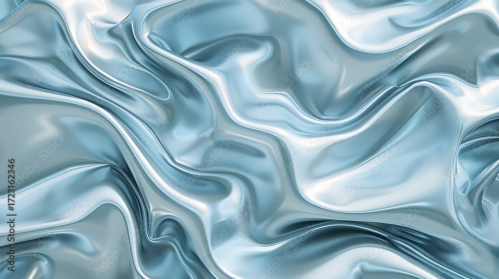 Obraz premium Blue Satin Fabric Texture Showing Smooth and Shiny Surface with Elegant Creases and Waves for Background or Design Use