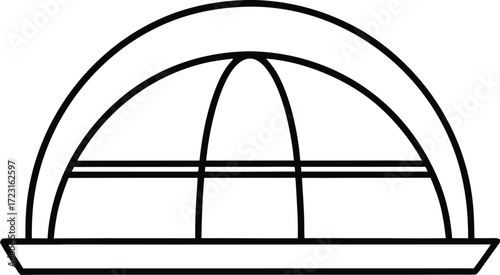 futuristic dome shaped airport line art