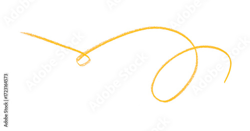 Hand drawn yellow pencil lines, circles, stripes and squiggly lines on a transparent background.