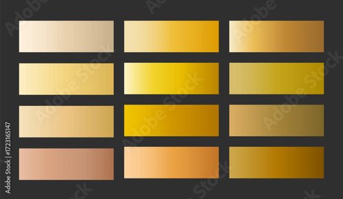 Elegant gold gradient set in classic golden, bronze, copper, antique and champagne tones. Includes warm, rich and vintage, muted shades. Soft satin metallic textures for luxury designs