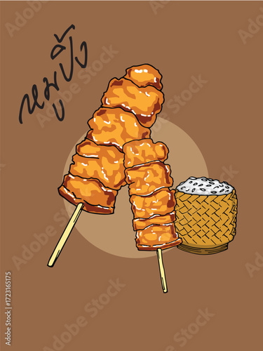 Thai asian foods cuisine handdrawn