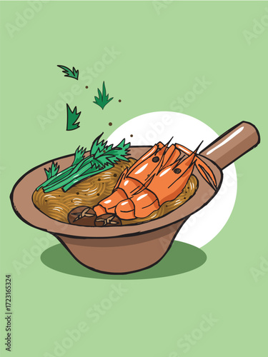 Thai asian foods cuisine handdrawn