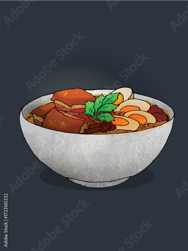 Thai asian foods cuisine handdrawn