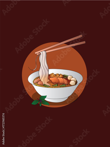 Thai asian foods cuisine handdrawn