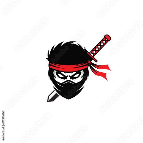 Ninja head with sword, a symbol of stealth