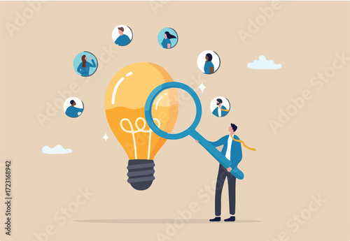Capacity planning, resource management or efficiency analysis, demand provisioning, redundancy or utilization forecast, resource allocation concept, businessman magnify lightbulb capacity plan.