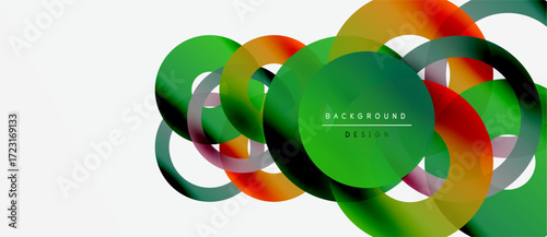 Abstract vector graphic. Overlapping colorful circles create dynamic composition. Modern design element for backgrounds, banners.
