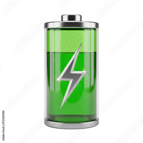 Wallpaper Mural Fully charged green battery icon with lightning bolt symbol isolated on transparent background Torontodigital.ca