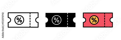 Discount voucher icon Shopping voucher. Flat design stroke, filled and colored concept for web design.