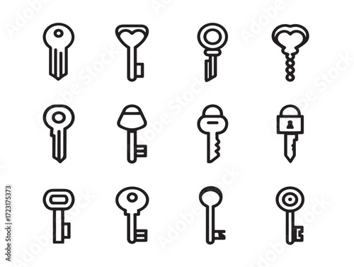 Stylish Minimal Vector Icon Of Keys And Locks For Security
