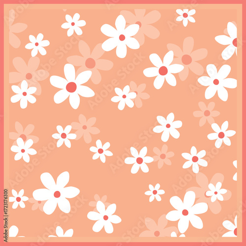 Print for kerchief, bandana, scarf, handkerchief, shawl, neck scarf. Squared pattern with ornament for fabric, textile, silk products. Paisley vector with abstract flowers. Floral folk tracery.