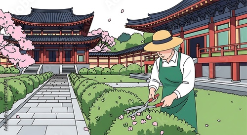 Gardening at Temple.