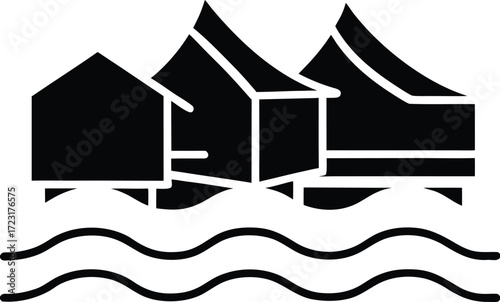minimal linear composition of floating village