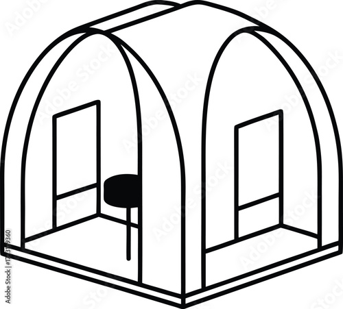 minimalist coworking private pods line art