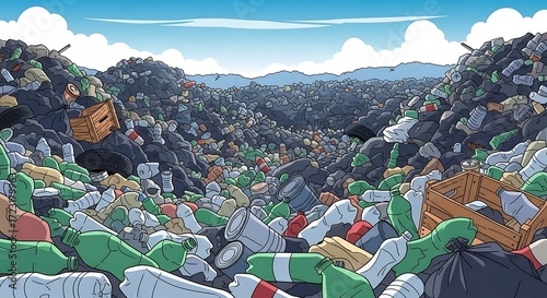 Garbage Landfill View.