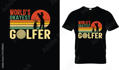 World’s Okayest Golfer T-Shirt – Funny Vintage Sunset Golf Humor Tee for Men & Women