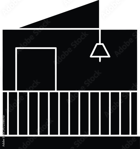 minimalist loft balcony view line art