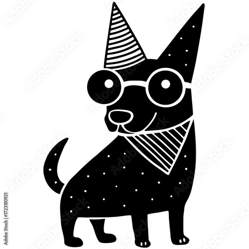 black DOG with a bow