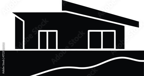 minimalist modern beach villa line art