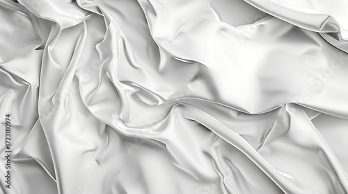 Smooth and Elegant White Silk Fabric Draped in Gentle Waves Creating Soft Textures and Reflections for Backgrounds