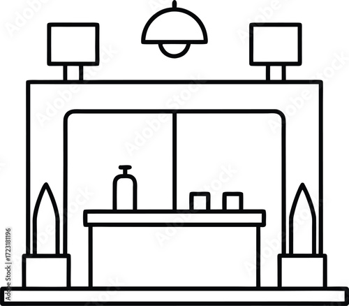 minimalist modern hotel lobby line art