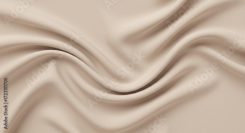 Soft flowing beige fabric with subtle vertical stripes and gentle folds creating elegant texture