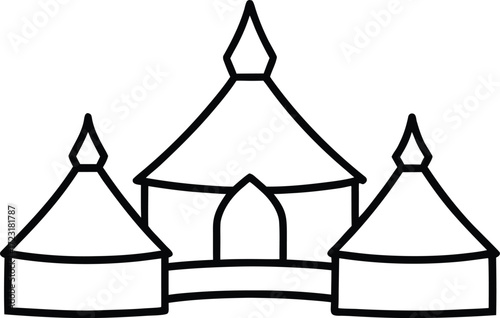minimalist sketch traditional mongolian yurt