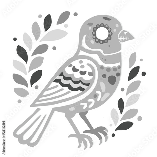Silueta gris de pájaro catrina.