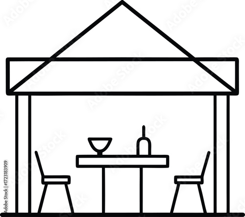 rooftop coworking cafe lounge line art