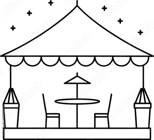 rooftop coworking lounge terrace line art