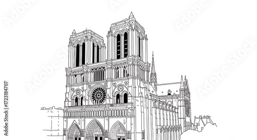 Cathedral Outline Art.
