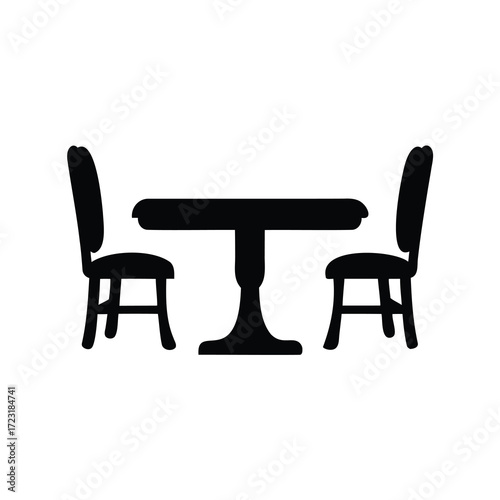 Silhouette of a table with two chairs, inviting a cozy meal