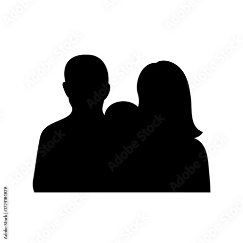 Silhouette of a family standing together, a symbol of unity and love